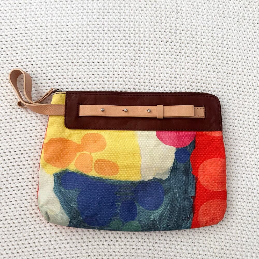 Claire Desjardins Anthropologie Abstract Multi Watercolor Wristlet Clutch